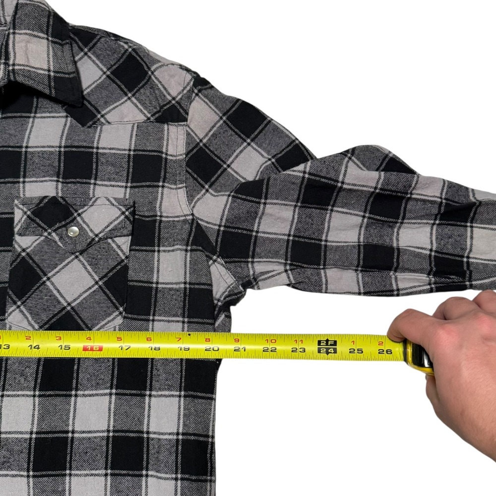 Wrangler Wrancher Plaid Flannel Pearl Snap Long Sleeve Shirt Men's Large - Picture 5 of 7